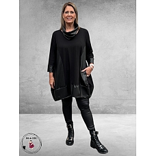 VINCENZO ALLOCCA Tuniek  Accenten Leder Zwart